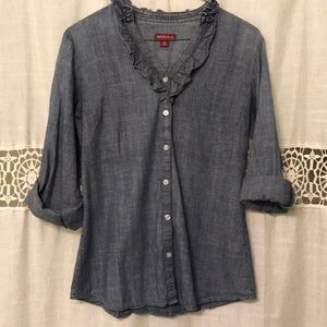Chambray ruffle top